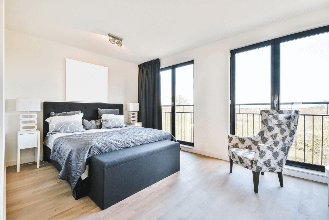 панорамные стекла в спальне